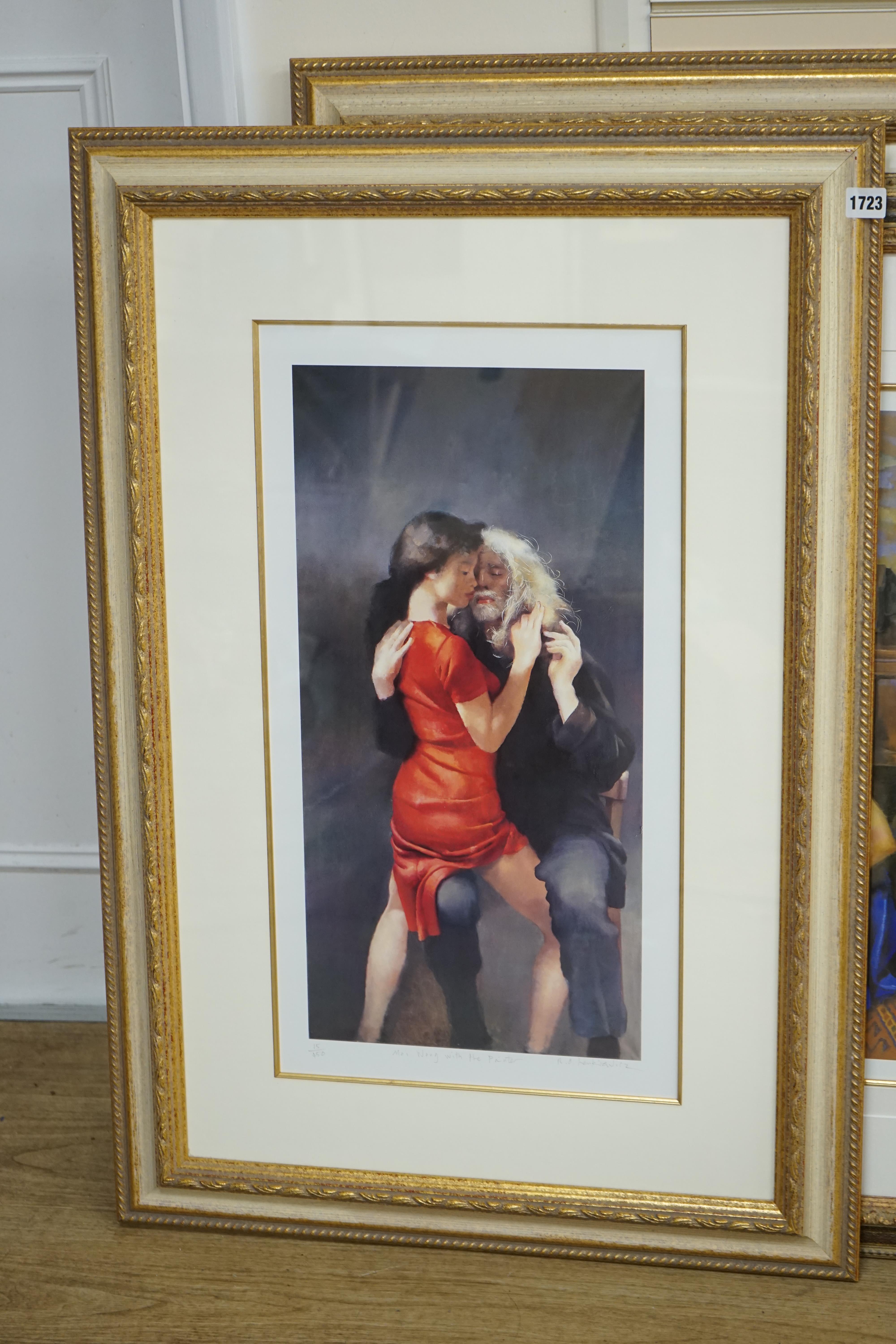 Robert Lenkiewicz (1941-2002), offset lithograph, 'The Painter with Moi', signed in pencil and titled 'Moi Wong with the painter', 5/450, 55 x 27cm. Condition - good